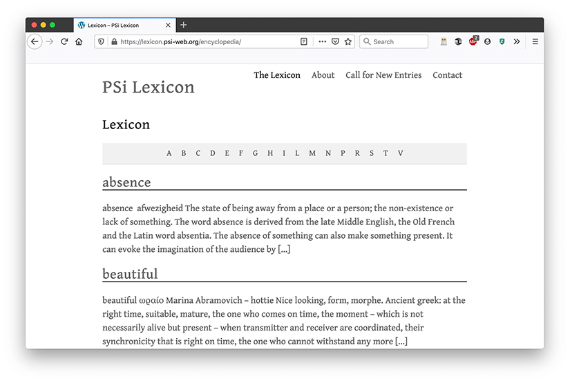 New PSi Lexicon Site Launch and Call for Entries