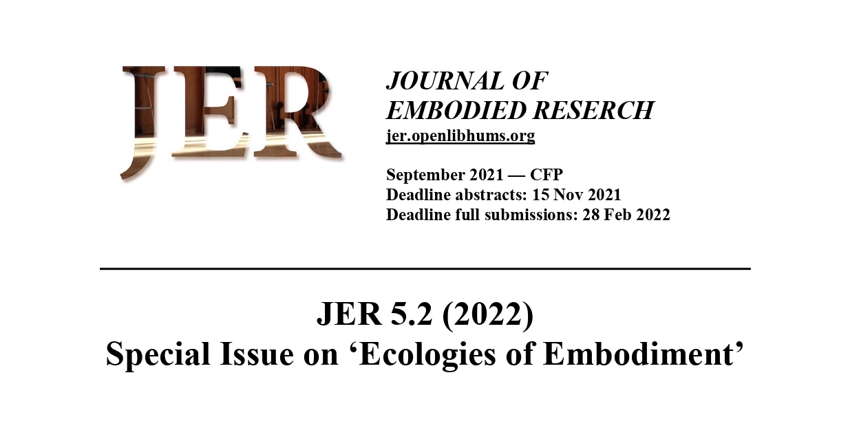 CFP: Ecologies of Embodiment (JER 5.2 2022)